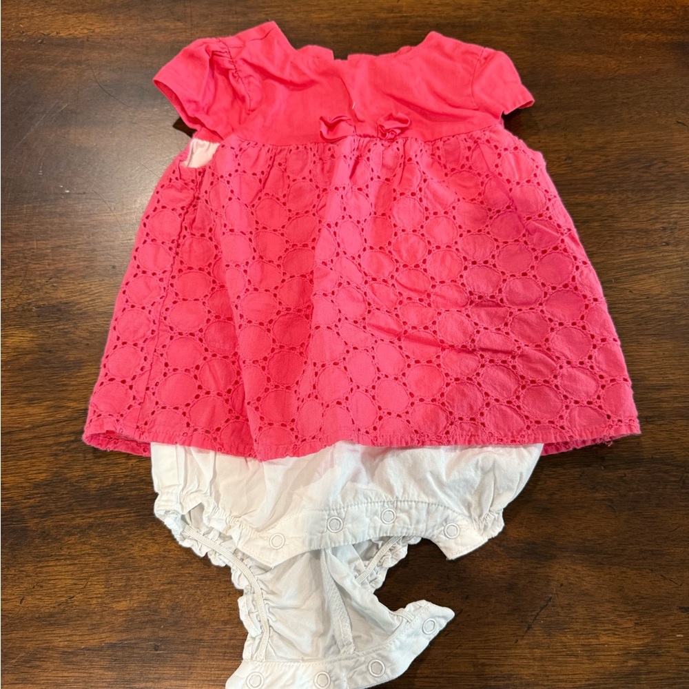 Janie and Jack Pink Eyelet Baby Dress with White Bloomers